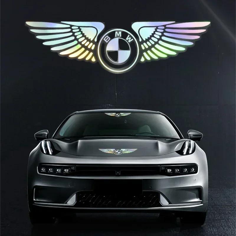 YABBF1 For BMW New Reflective Colorful Angel Wings Laser Car Logo Stickers For Bmw Performance M E46 E90 F20 E39 E91 E87 E60 E93 F10 X3