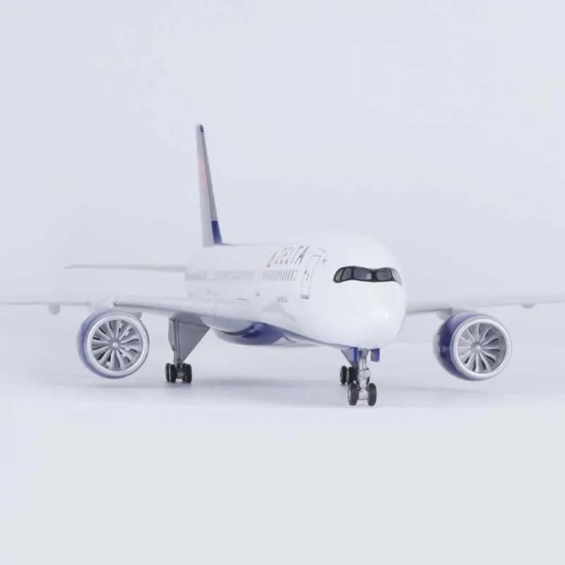 1/142 Scale 47CM Airplane 350 A350 Delta Airline Model LED Light & Wheel Landing Gear Plastic Resin Plane Model
