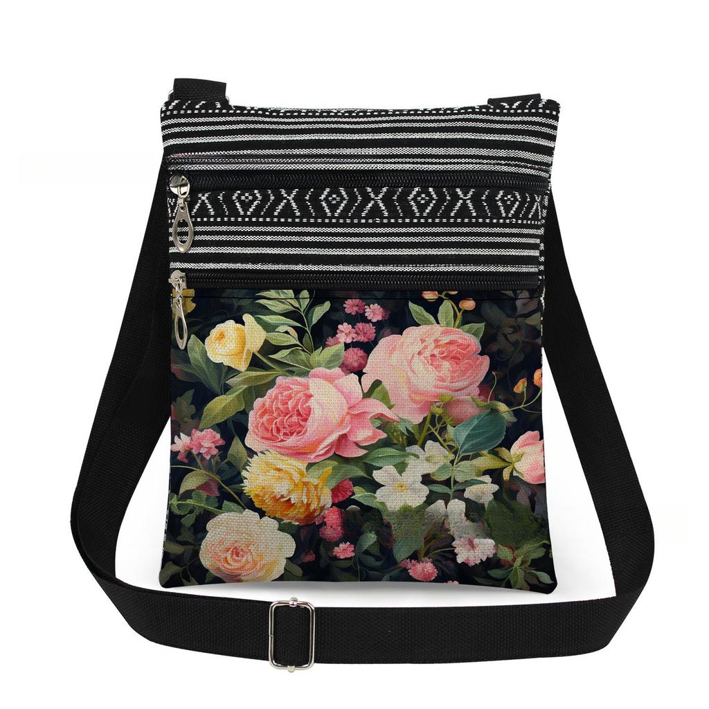 1PC Flower Print Tote Bags Women Shoulder Handbags Postman Package 6909