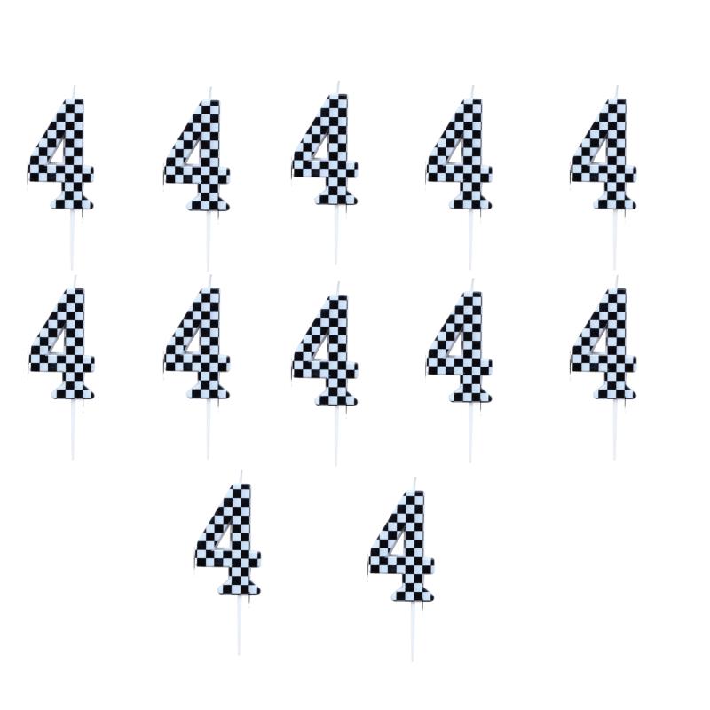 1pcsBirthday Candle Number Checkered Candle Birthday Party Decoration Cake Topper for Racing Car Party Decoration Theme Party
