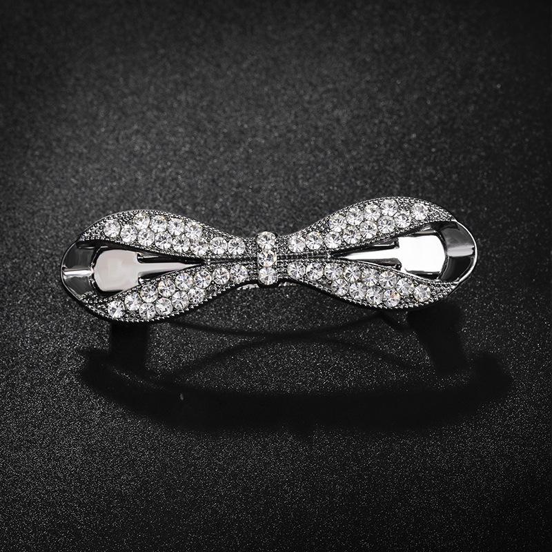 Clip de Primavera de Circonita Blanca Flor de Pedrería Brillante Clip Superior Clip Horizontal Elegante Adorno para el Cabello de Moda para Madres