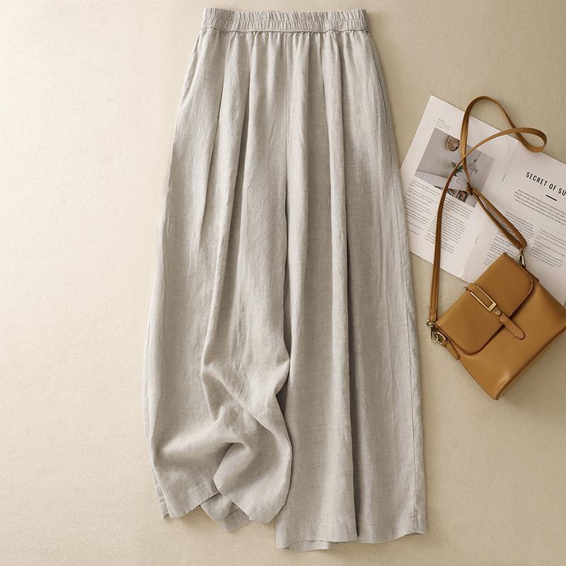 

DIMANAF 2025 Summer Plus Size Long Pants Women Elastic Casual Harem Pants High Waist Basic Trousers Loose Wide Leg Pants M бежевый