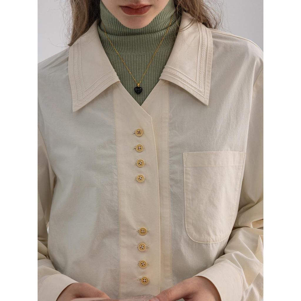 Dailyart "Blue Wave Sea Salt" Women's Embroidered Slim-fit Commute Shirt