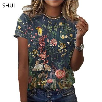 2022 nuova camicetta donna moda estiva Funko Pop donna girocollo abbigliamento coreano casual allentato floreale 3D stampato floreale T-shirt