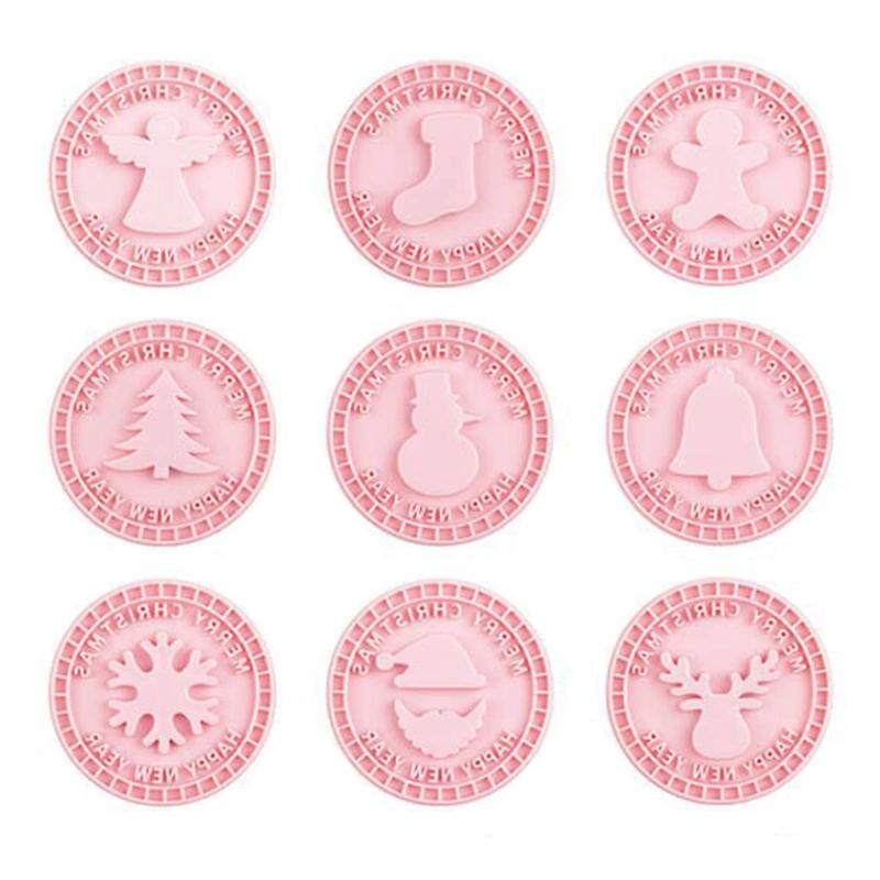 

9 Pack 3D Frosting Cookie Cutter Plastic Push-type Household Cookie Baking Molds 1