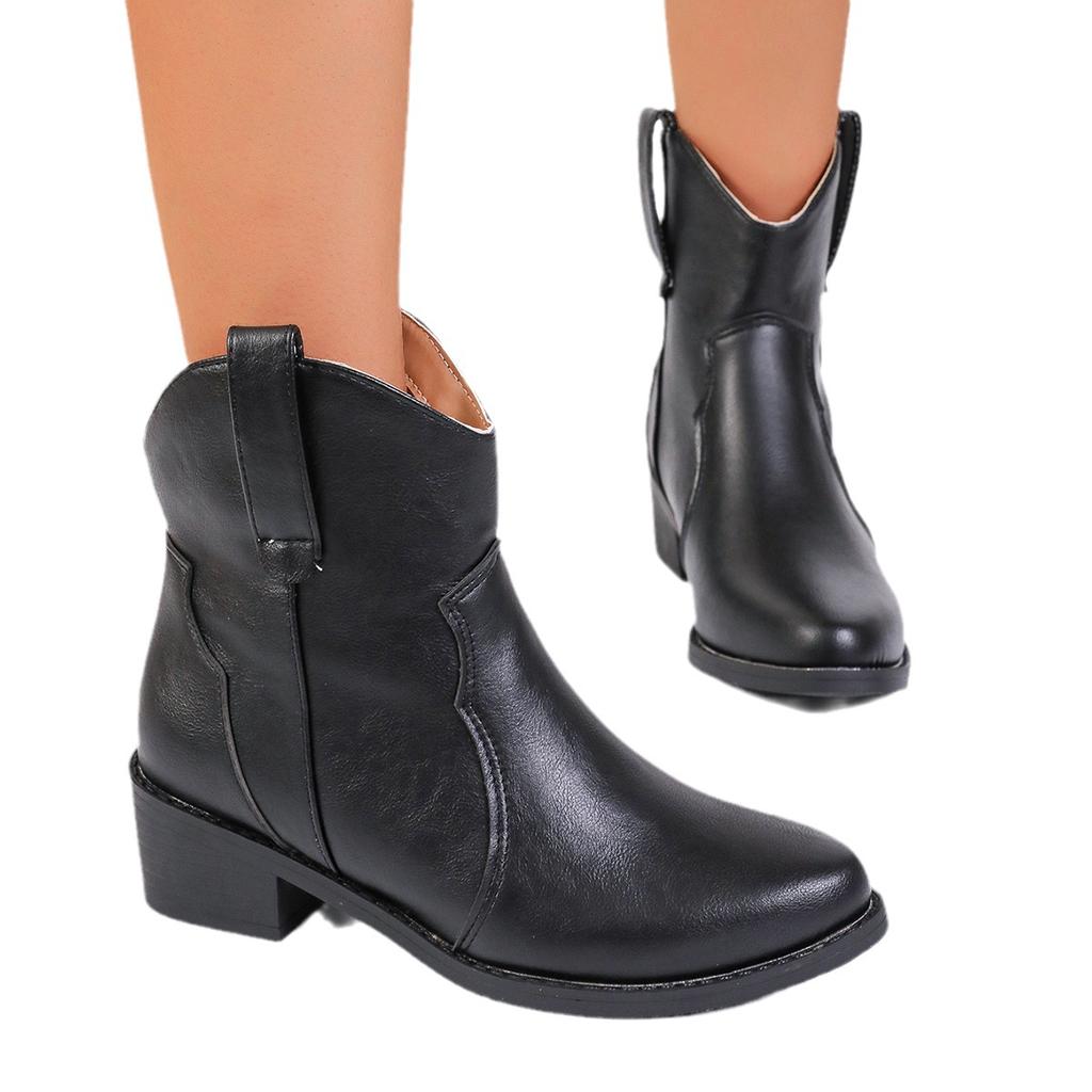 Casual Short Boots Women's Autumn New Pointed Cow Large Size Low-top Women's Martin Boots