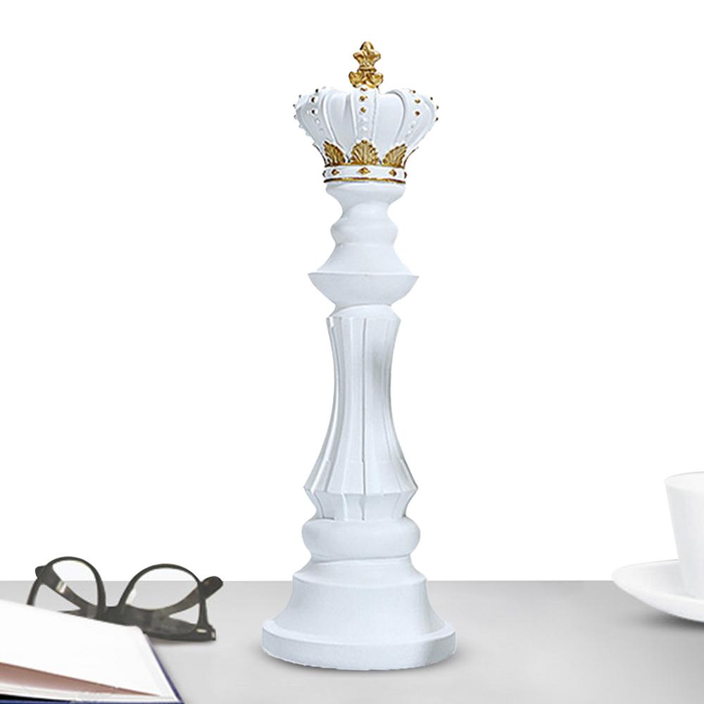 Resin Chess Piece Decor Chess Piece Figurine Chess Statue Tabletop Ornaments King Queen Chess Resin Craft Desk Decor Collectible