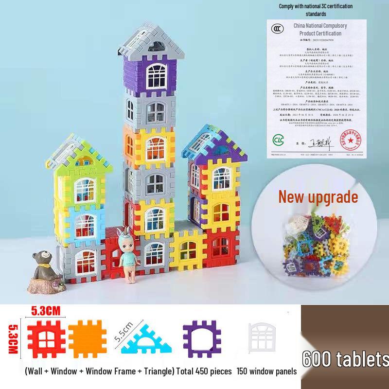 Large Interlocking Building Block Set for Kids Ages 3-6 - Educational Plastic House Assembly Toy