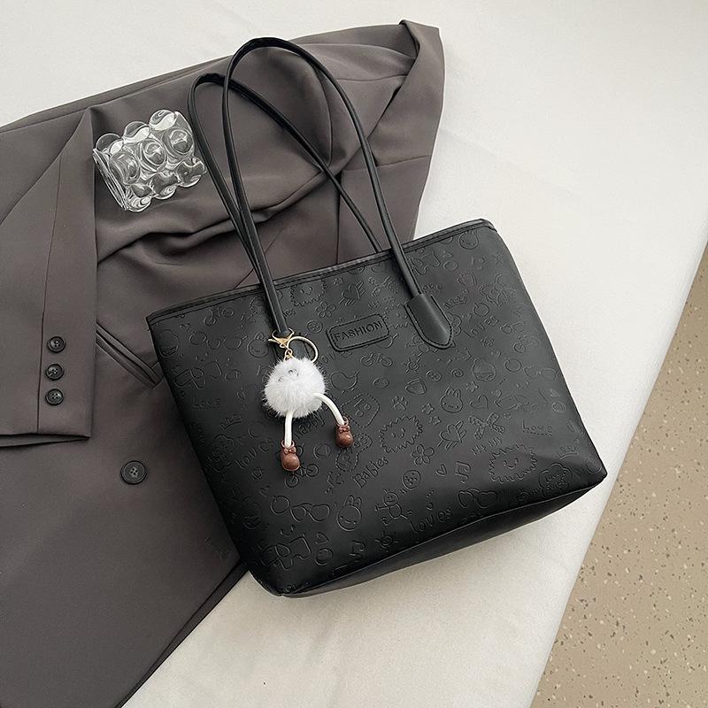 Textured Faux Leather Tote Bag for Women, Spacious Handheld Shoulder Handbag, Stylish Commute Work Bag with Zipper Closure KTB