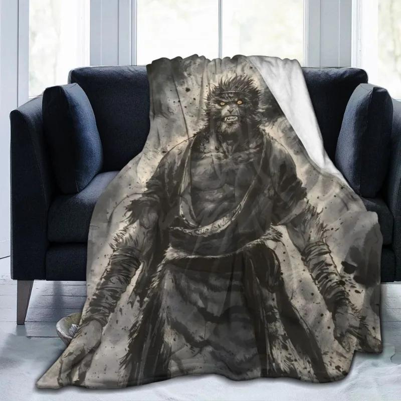 WUKONG Flannel Monkey King Throw Blanket Cozy Warm Couch, Bedroom, and Travel Perfect Gift for Halloween, Christmas, Birthdays