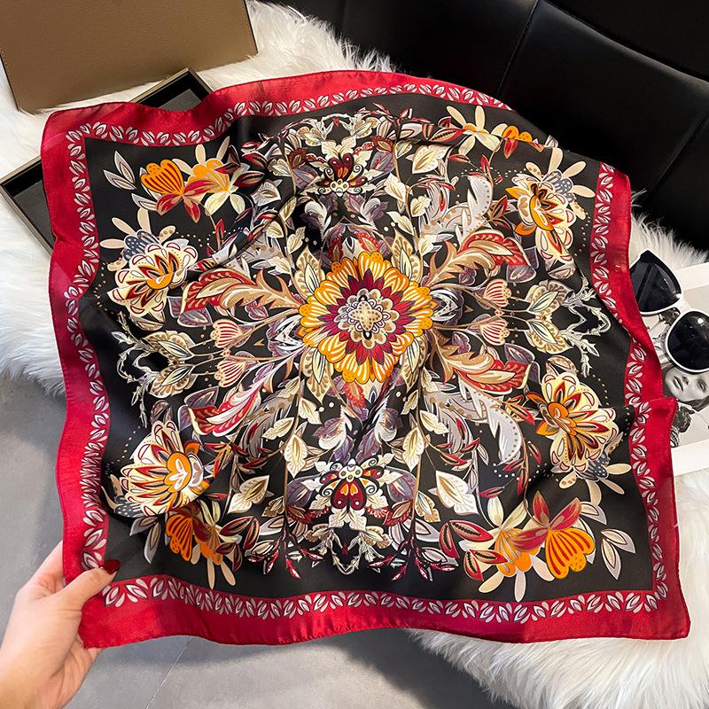 Women S 70cm Square Silk Like Scarf Spring Versatile Fashion Neck Scarf