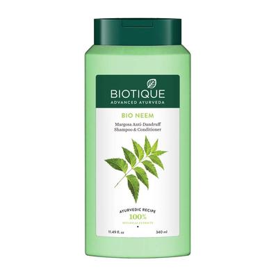 Biotique Bio Neem Margosa Anti Dandruff Shampoo and Conditioner, 340ml & Biotique Bio Bhringraj Ayurvedic Therapeutic Hair Oil, 200ml