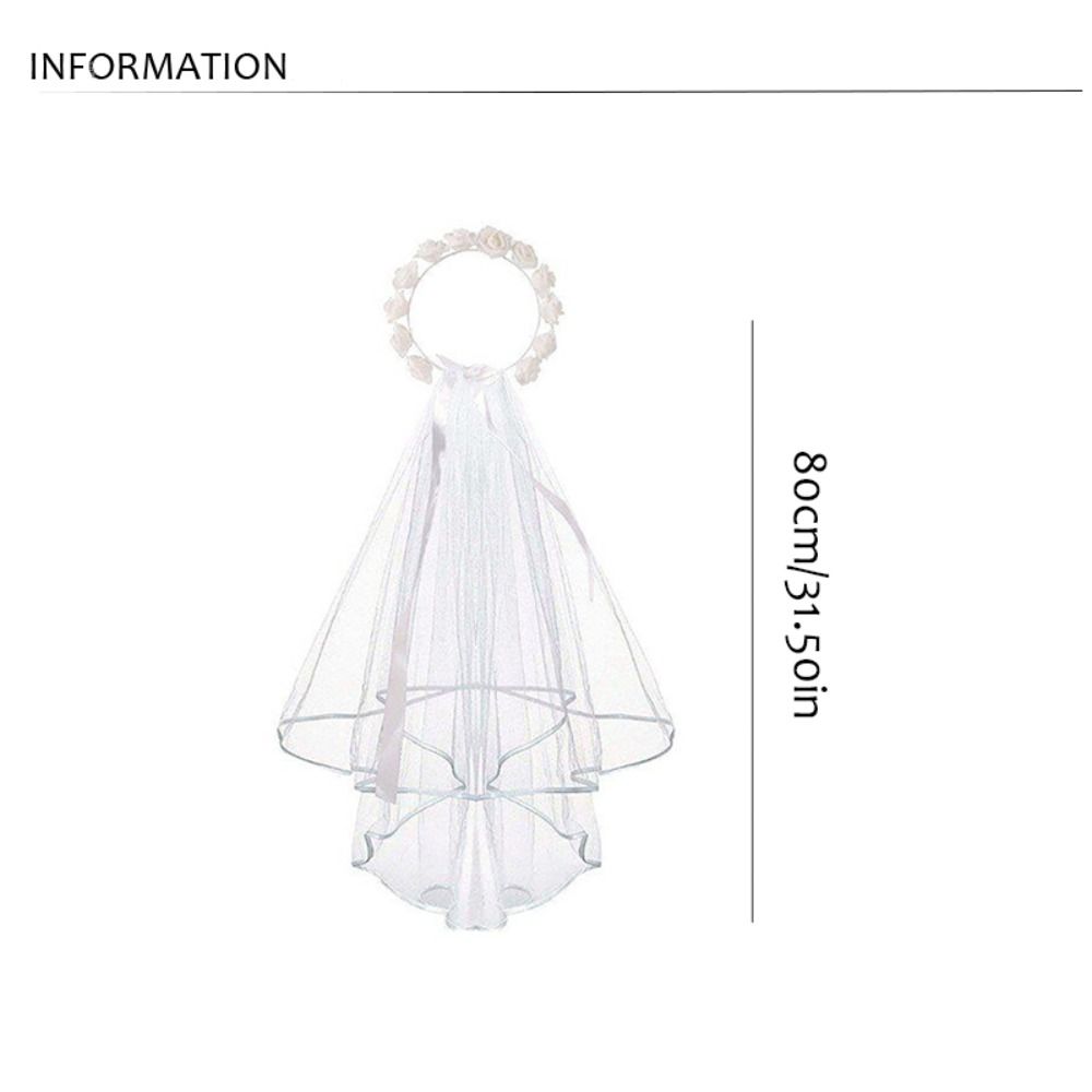 Princess Wedding Photo Bridal Veil Artificial Flower Wreath Headband Lace Up Party Accessory