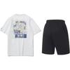 Li Ning Theme Floral Print Round Neck Pullover Short Sleeve T-Shirt Fashion Skin-Friendly Versatile Shorts Casual Sports Set AHSU971-2+AKST543-3