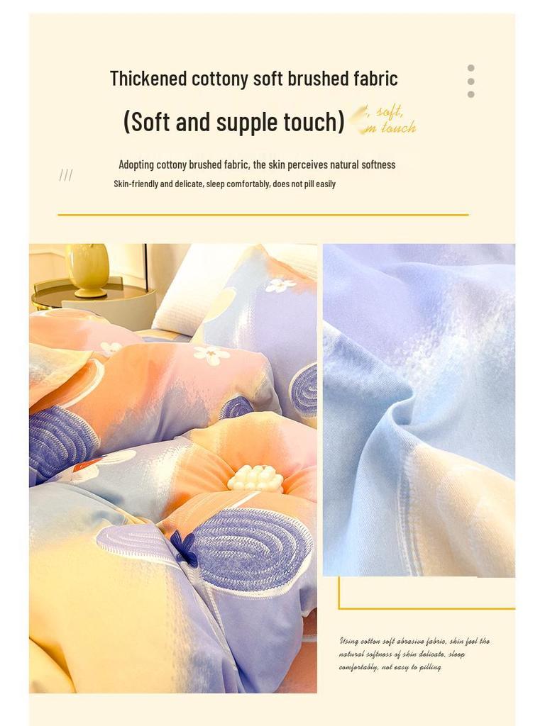 Long-Staple Cotton Brushed Bed Sheet - Solid Color, Thickened, Multiple Sizes (1.2/1.5/1.8m) for Dormitory Single Beds.