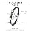 Trendy Cool Black Leather Rope Woven Bracelet Steel Contrasting Color Simple Personalized Versatile Internet Famous Niche Accessory
