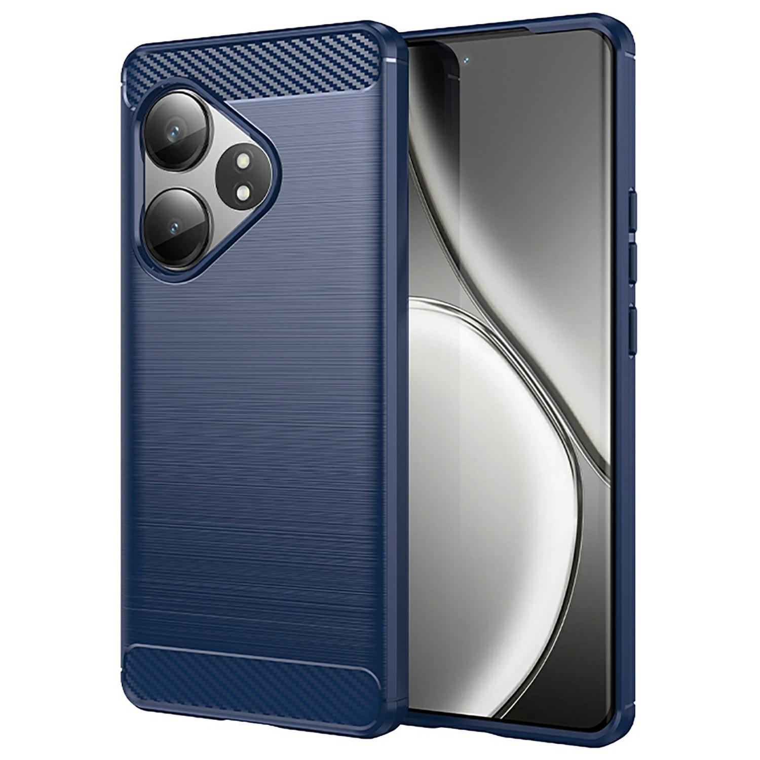 

For Realme GT Neo6 5G/GT 6T 5G/GT 6 5G Case Carbon Fiber Texture TPU Brushed Phone Cover Blue