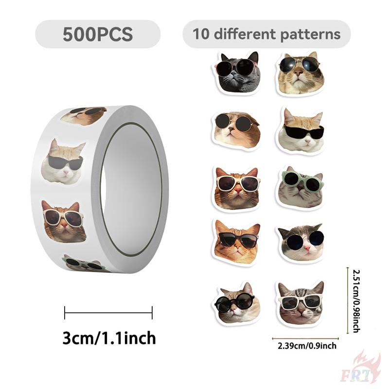 500Pcs/Roll Kuso Funny Sunglasses Cats Kids Rewards Stickers - DIY Scrapbooks Album Decor Sealing Label Decals