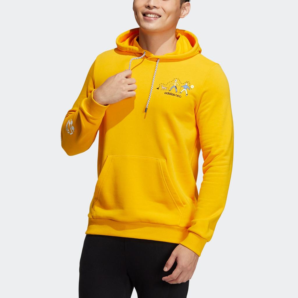 Adidas Neo Cartoon Print Hooded Long Sleeve Sweatshirt Men Sweatshirt Yellow HG6590