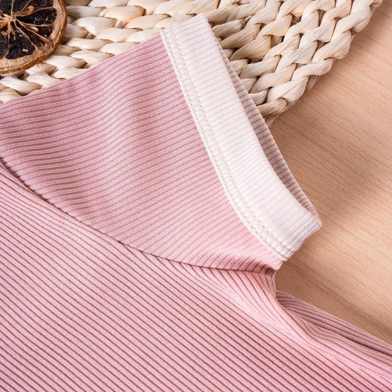 Boys Girls Ribbed Summer Outfit Set Toddler Short Sleeve T Shirt Shorts Children 2Pcs Clothes Sets Korean