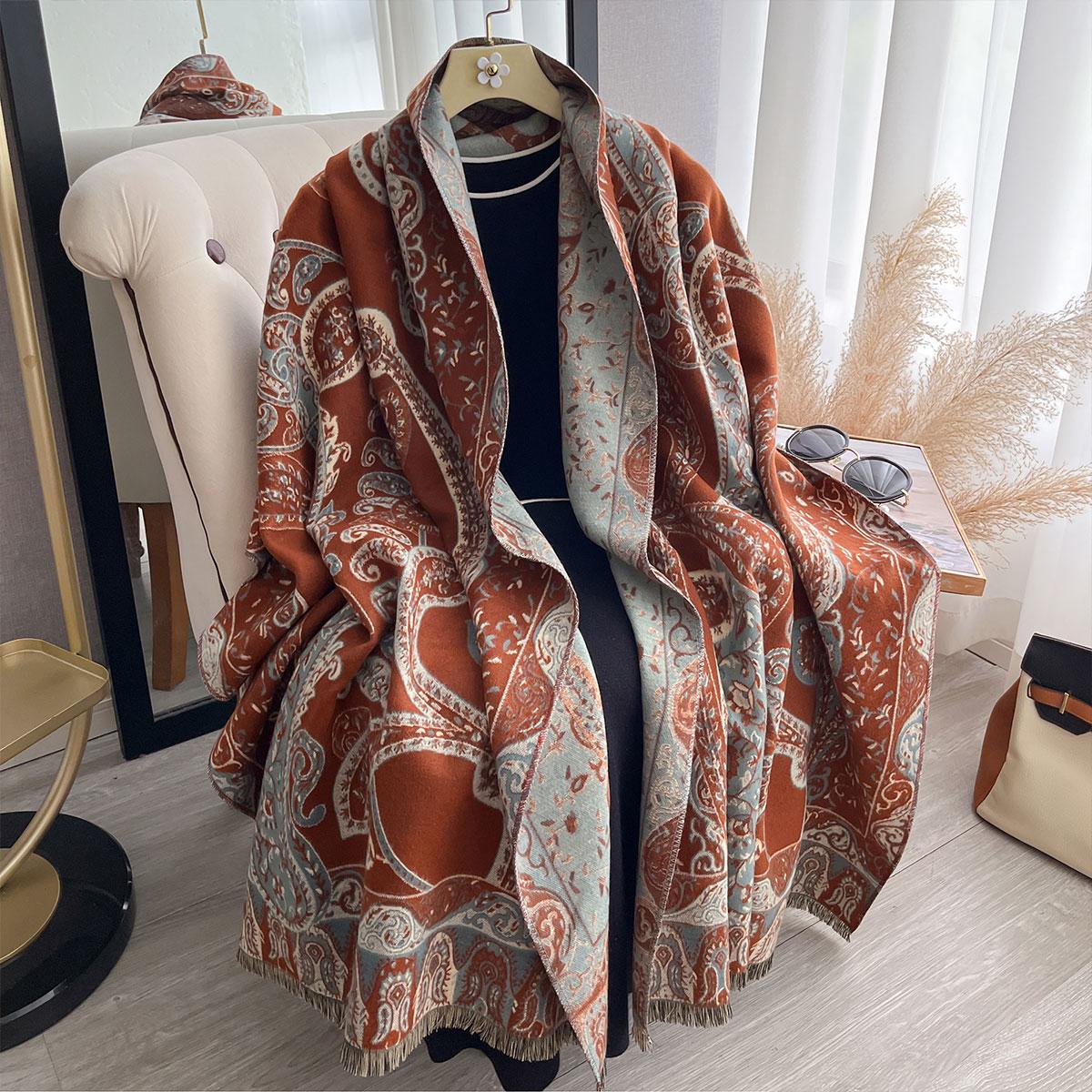 

New Luxury Winter Paisley Two-Sided Cashmere Jacquard Scarves High Quality Women Thicken Wrap Shawl Ladies Wool Pashmina Scarf