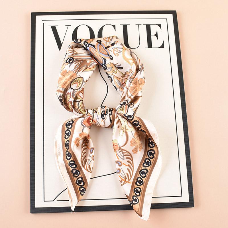 Luxury Design Square Scarf Silk Scarves Women Neck Hair Tie Band Hijab Kerchief Head Headband Smooth Bandana Female Foulard 70Cm
