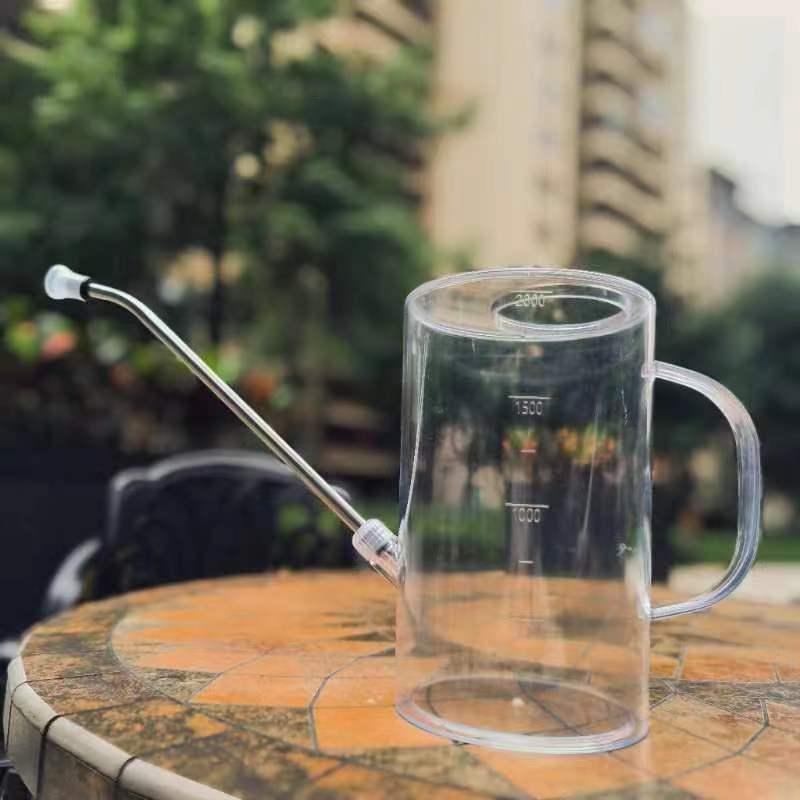 

Прозора лійка з нержавіючої сталі з довгим носиком та шкалою для поливу кімнатних рослин та квітів