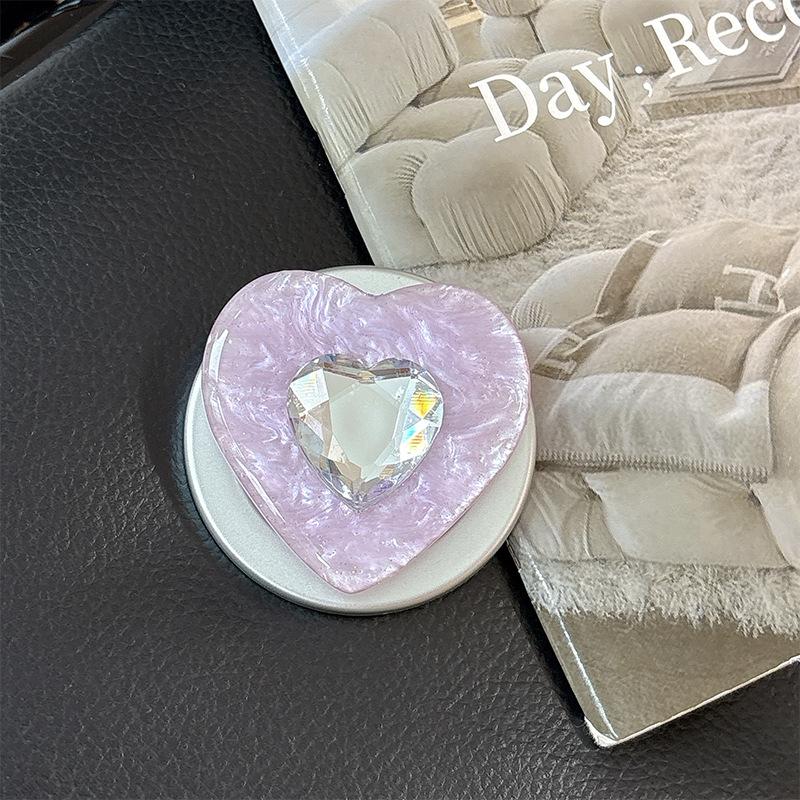 Ice Silk Love Rhinestone Color Mobile Phone Airbag Bracket Magnetic Attraction Suitable For Magsafe Creative Design Women'S Ring