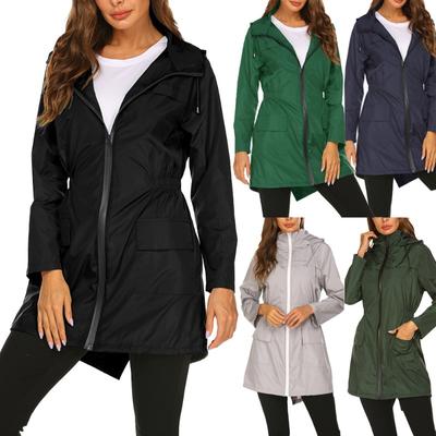Womens Lightweight Waterproof Hooded Rain Jacket Outdoor Raincoat Shell Coat