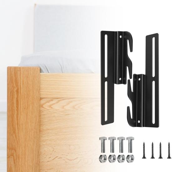 2/4Pcs Bed Frame Conversion Bracket with Hardware Bolt-On to Hook-On Headboard Adapter Bracket Bed Rail Hook Plate Adapter Headboard Attachment Kit