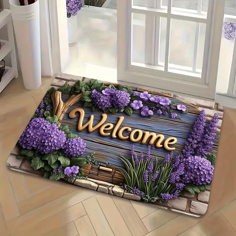 

1pc Lavender Welcome Mat for Home Entrance Indoor and Outdoor, Garage and Garden Outside Entryway Floor Mat 40x60CM