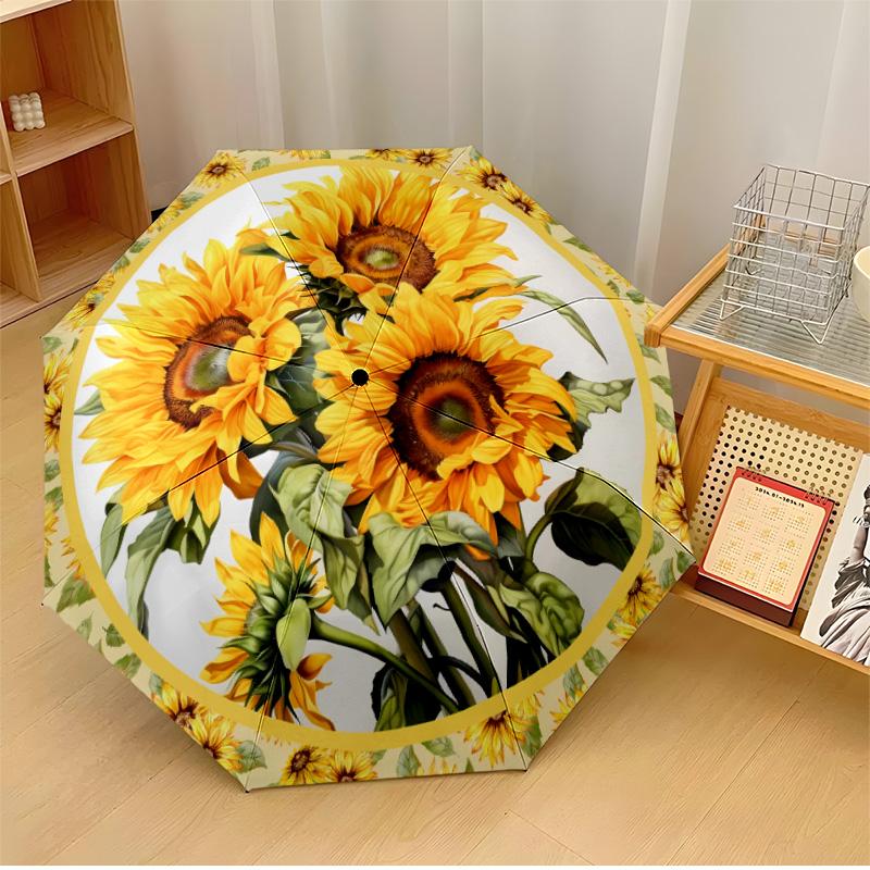 Sunflowers 2 Printed umbrella windproof folding umbrella portable sun and rain umbrella suitable for gifting