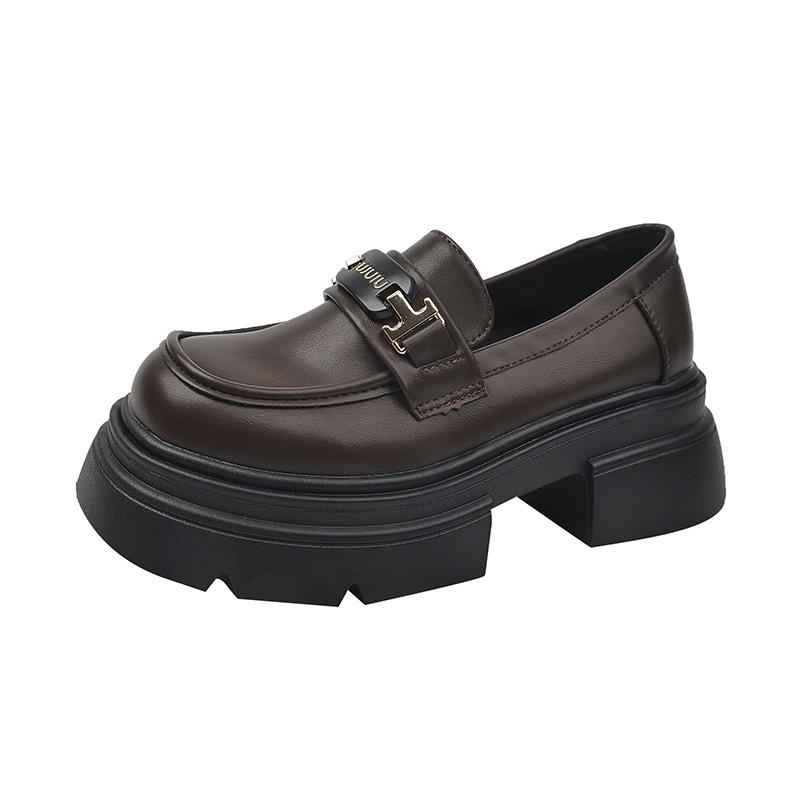 

Loafers women s 2025 spring and summer new women s shoes retro one-pedal British style solid color thick heel black jk single shoes 40