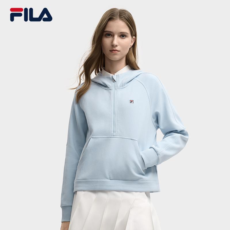 Fila Heritage Trendy Fresh Soft Structured Half-Zip Loose Hoodie Women Hoodies F11W548217FLB