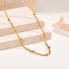 Classic Square Handmade Chain Necklace for Women,Stainless Steel Round Snake Chain Choker Necklace,Water Wave Bead Chain Jewelry