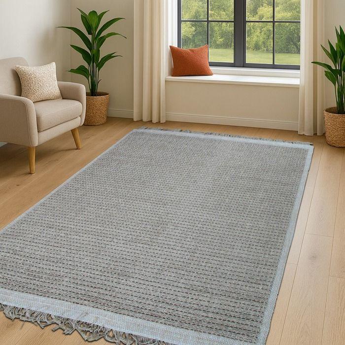 Tapis en jute artisanal à franges beige naturel 160x230