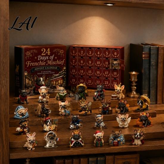 Halloweenská domácí dekorace 24denní adventní kalendář 2026 Mini figurky skotského kravského/koňského/psího Vánoční odpočet Sváteční krabičkový kalendář 2D akryl