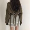 Retro V-Neck Knit Sweater with Back Tie – Stylish Autumn/Winter Women's Fashion