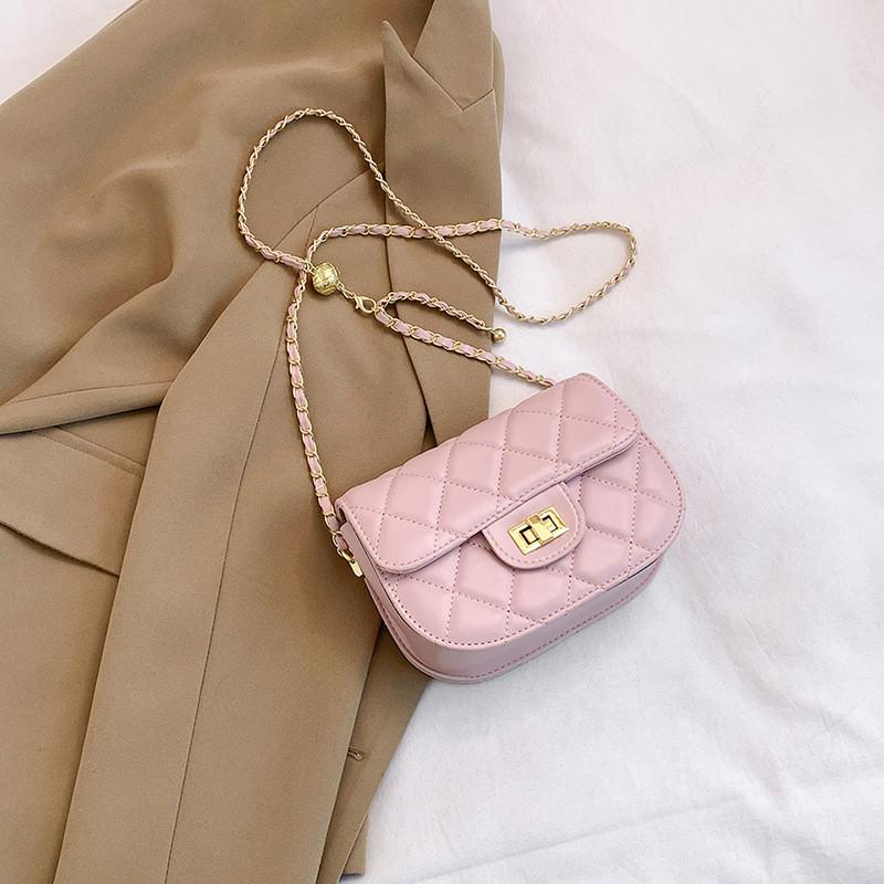 2024 New Women's Bag Casual Texture Solid Color Diamond Chain Small Bag Women's Fashion Shoulder Crossbody Small Square Bag Trendy Black