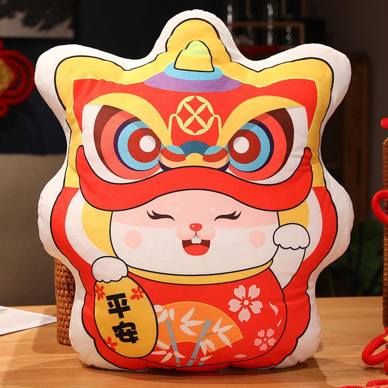 Подушка-лев, танцующий кролик, плюшевая игрушка, кукла-кролик, домашняя диванная подушка, кукла-марионетка для девочки 45*40cm（0.5kg）