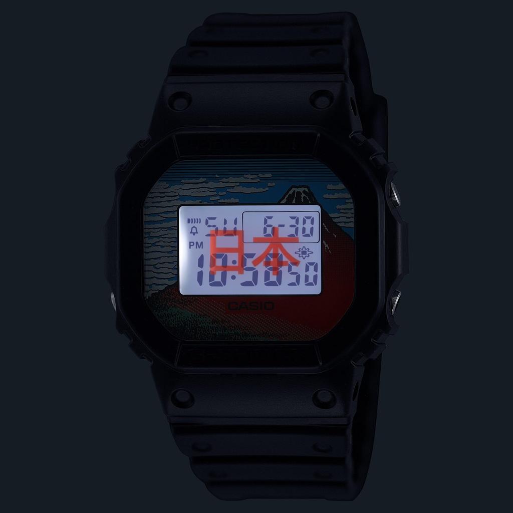 Montre Digitale Casio Édition Limitée Katsushika Hokusai Temps Clair Fin Noir Fabriqué au Japon Modèle Étranger G-SHOCK G-Shock Ukiyo-e Vent,
