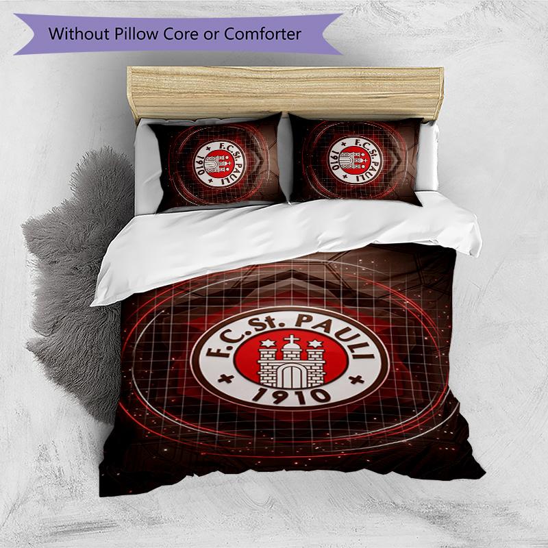 FC St. Set Lenzuola 3 Pezzi Stampato Calcio Pauli, Confortevole Set Copripiumino per Camera da Letto Amico della Pelle