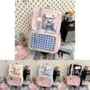 Girls Boys Korean Style Nylon School Backpack With Grid Print And Bow Decoration For Middle School Students