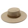 New British elegant ring-shaped concave flat-top wool.cm top hat men's and women's fashion flat-top woolen top hat