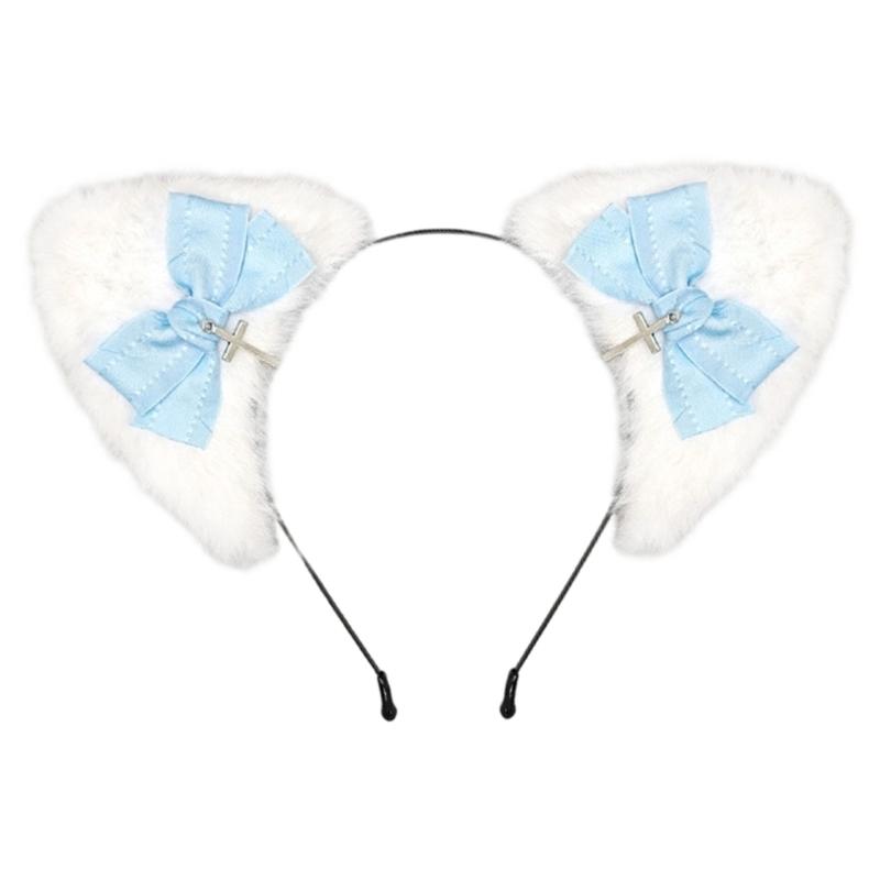 Themed Party Ear Headband with Soft Plush Texture, Ribbon Detail and Hanging Charm for Costume Styling and Photos