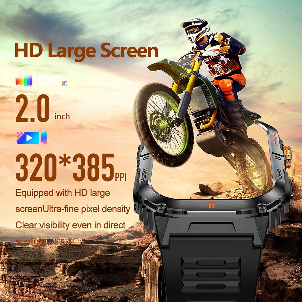 1000mAh Super Capacity Battery Adult Men Smart Watch 2.0-inch Large Screen Bluetooth Call IP68 Waterproof SmartWatch Sports