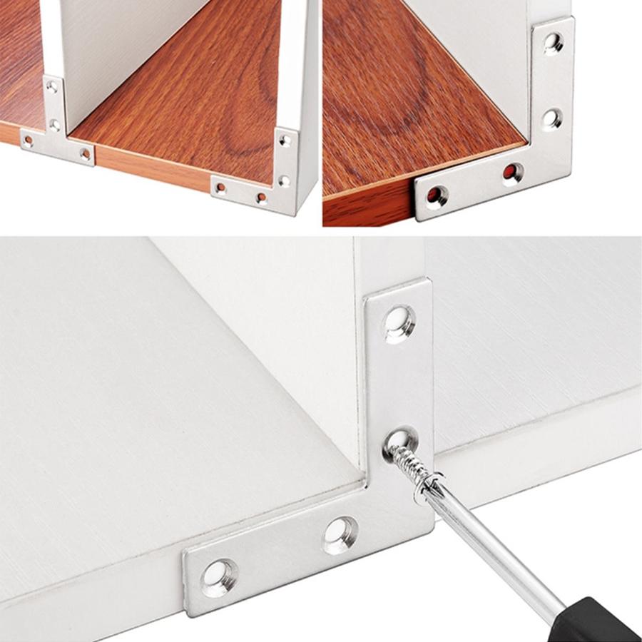 Black and silver T/L 1.96in stainless steel corner codes, shape corner brackets, brackets, wardrobe fixing connectors for shelve