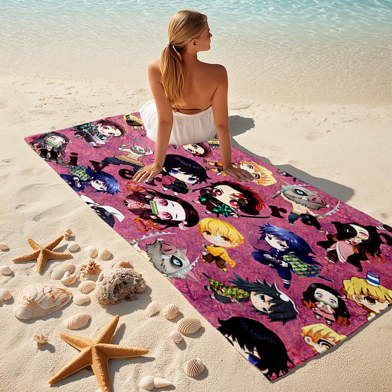 Japanese artist Koyoharu Gotouge's Demon Slayer beach towel, outdoor camping vacation swimming beach towel, outdoor absorbent bath towel blanket K18