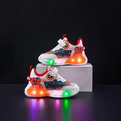 LED Cartoon Mesh Sports Shoes for Toddlers & Boys - Breathable Light-Up Sneakers for Spring & Autumn