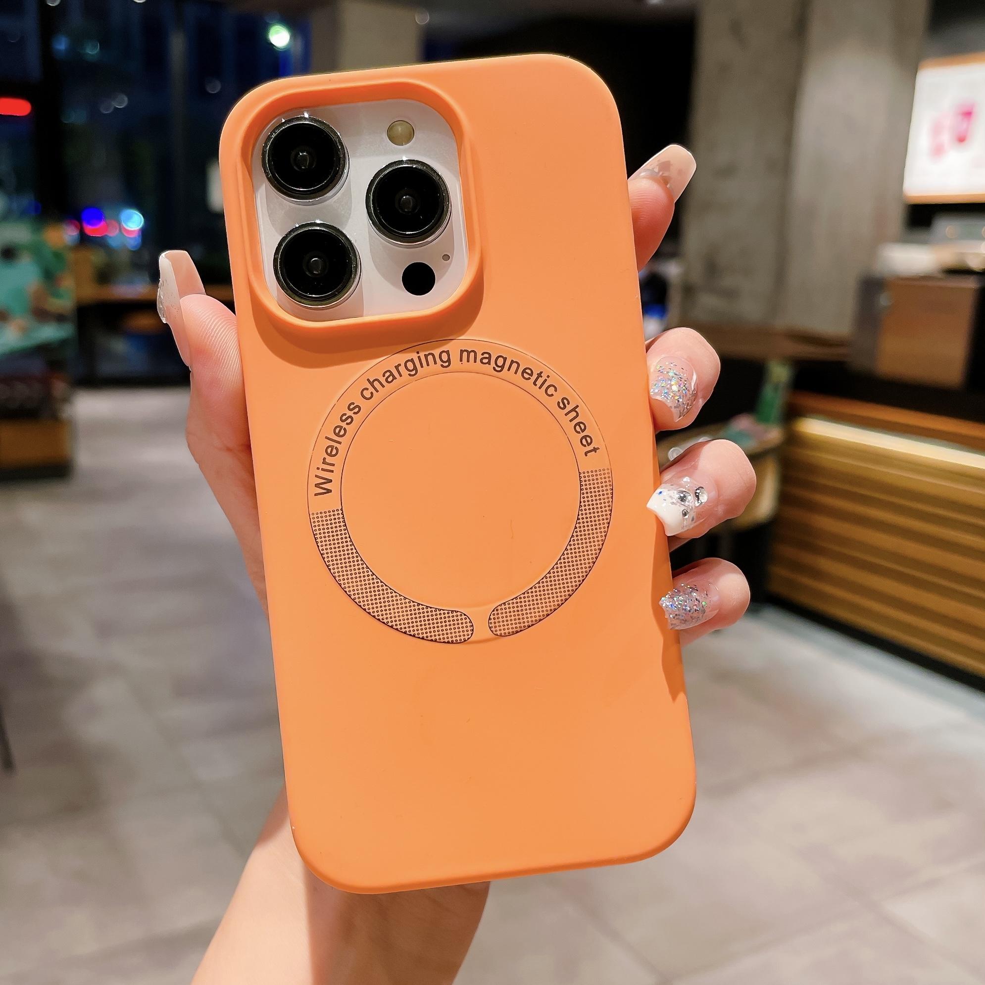 

Жидкий силикон для чехла для беспроводной зарядки Magsafe для iPhone 15 14 13 12 11 Pro Max Plus, мягкий магнитный защитный чехол iphone 11 оранжевый